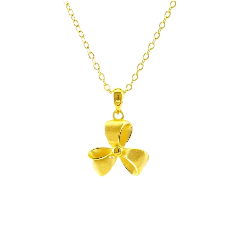

Brass Gold-Plated Trefoil Bow Clavicle Necklace Vietnam Shajin Women's Pendant Fashion Jewelry Factory Direct Supply