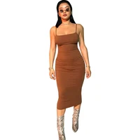

Wholesale Clothing New Double Layers Seamless Cotton Midi Casual Dresses Women Sexy Evening Party Long Bodycon Club Dress