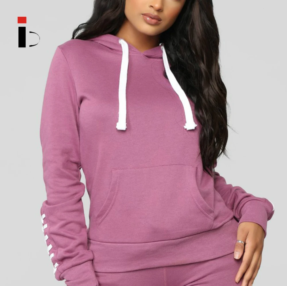 

Wholesale fleece sports casual women hoodies suits