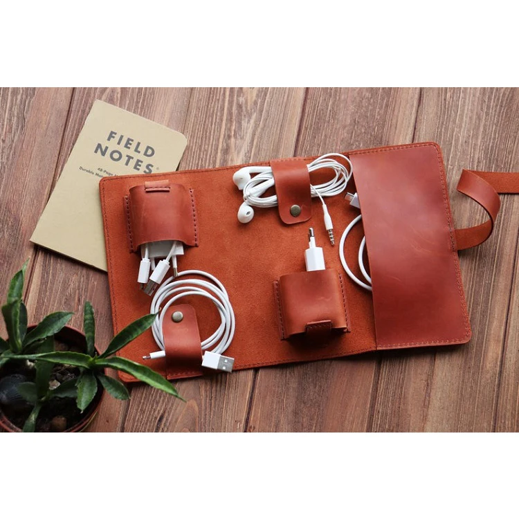 

Airphone organizer pouch Leather cable keeper