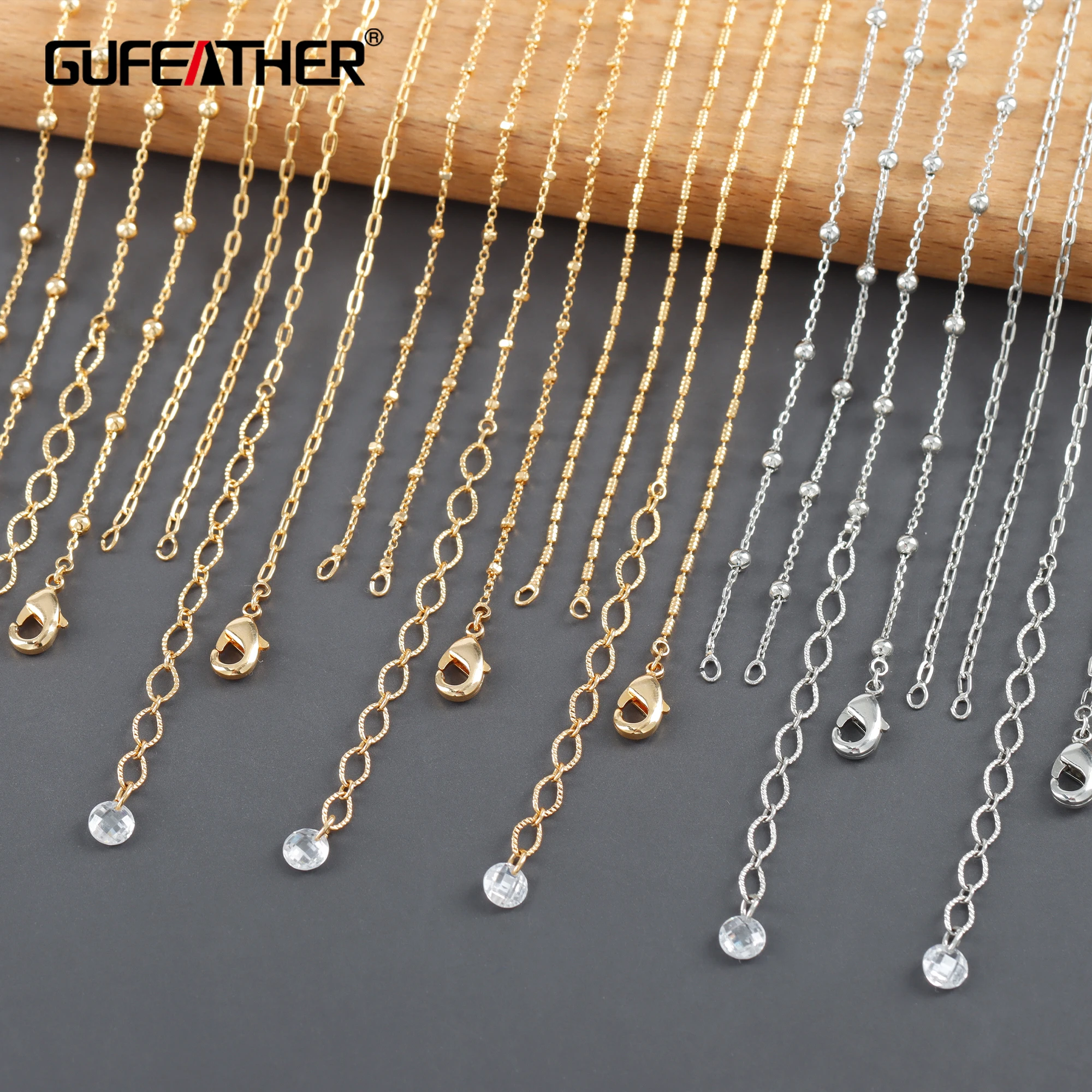 

M1111 Gold Silver Color Diy Chain With Lobster Clasps For Women Necklace Jewelry Making Accessories 1pcs / lot