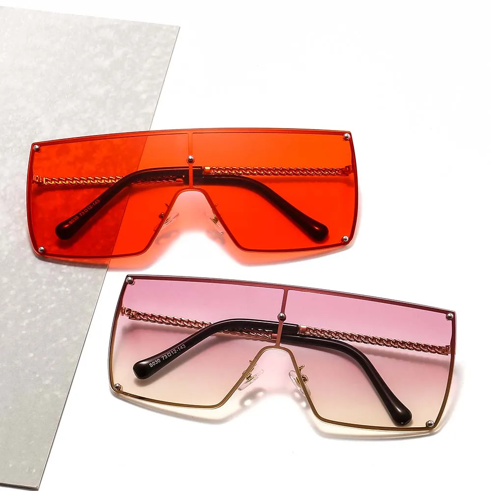 

OOTS030 New Arrival One Lens Rivet Metal Trendy Outdoor Women Sunglasses