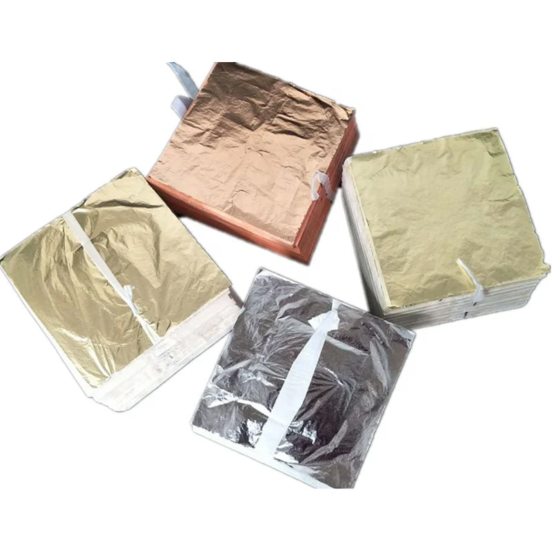 14x14cm 16x16 cm 2.5 2.0  Metal Copper & Aluminum Gold Leaf Sheet for Gilding Ceiling Furniture Nails 1000 Pcs Each Bag