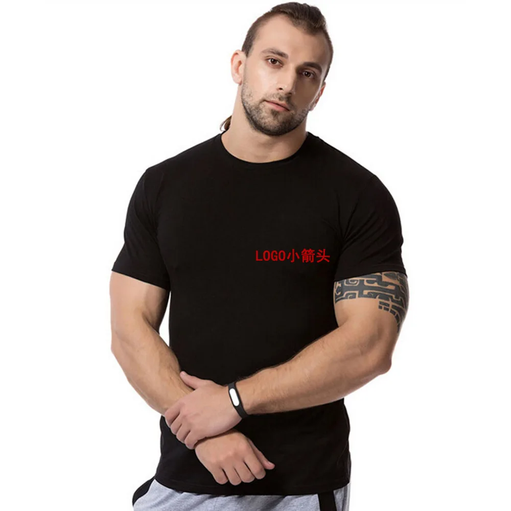 

cotton mens short sleeve sports and fitness round round gym t-shirt