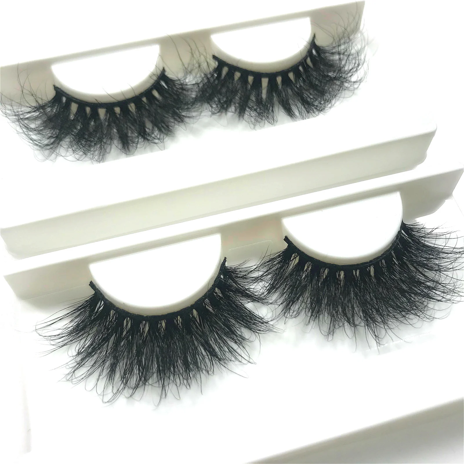 

2021 New Style Handmade Premium Fluffy 5d Mink Eyelashes Mink Lashes Vendor Private Label False Full Strip 25 Mm Fur Hand Made, Natural black