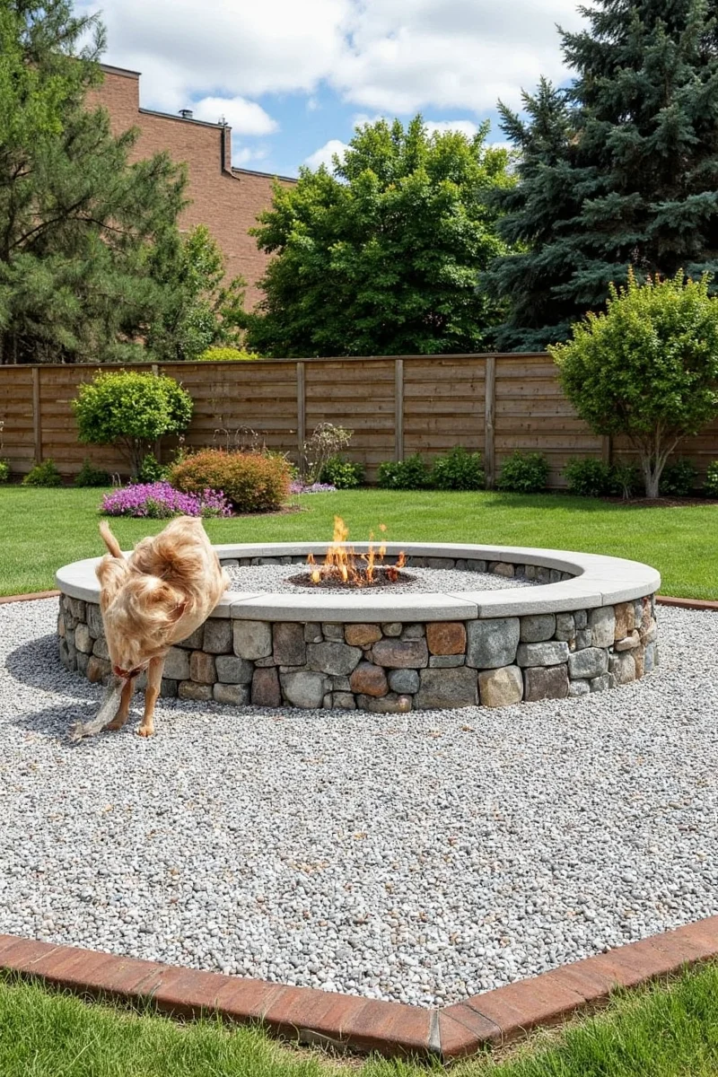 Gravel pathway with stepping stones
