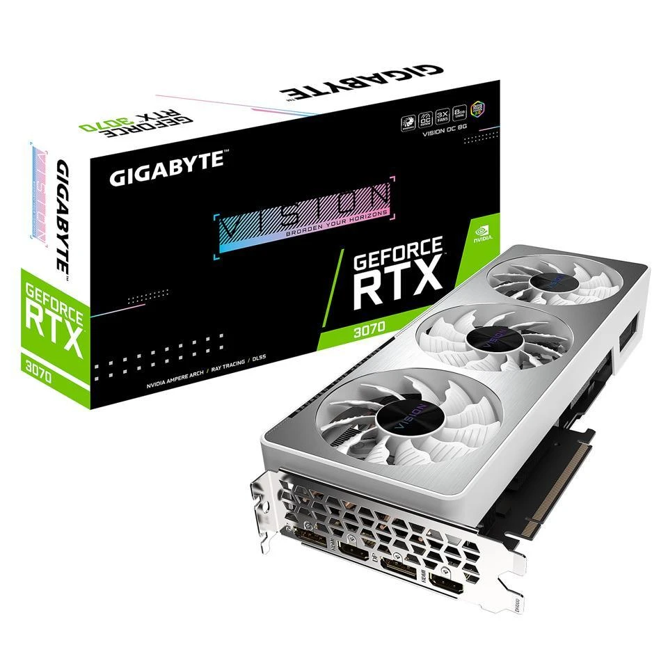 

GIGABYTE RTX 3070 12 GV-N3070VISION OC-8GD 8GB 256-Bit GDDR6 PCI Express 4.0 x16 ATX Video Card