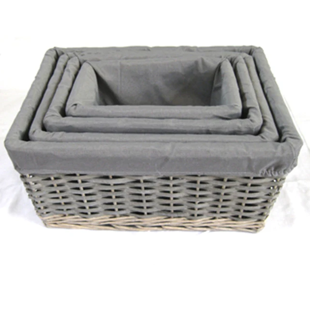 lined wicker storage baskets