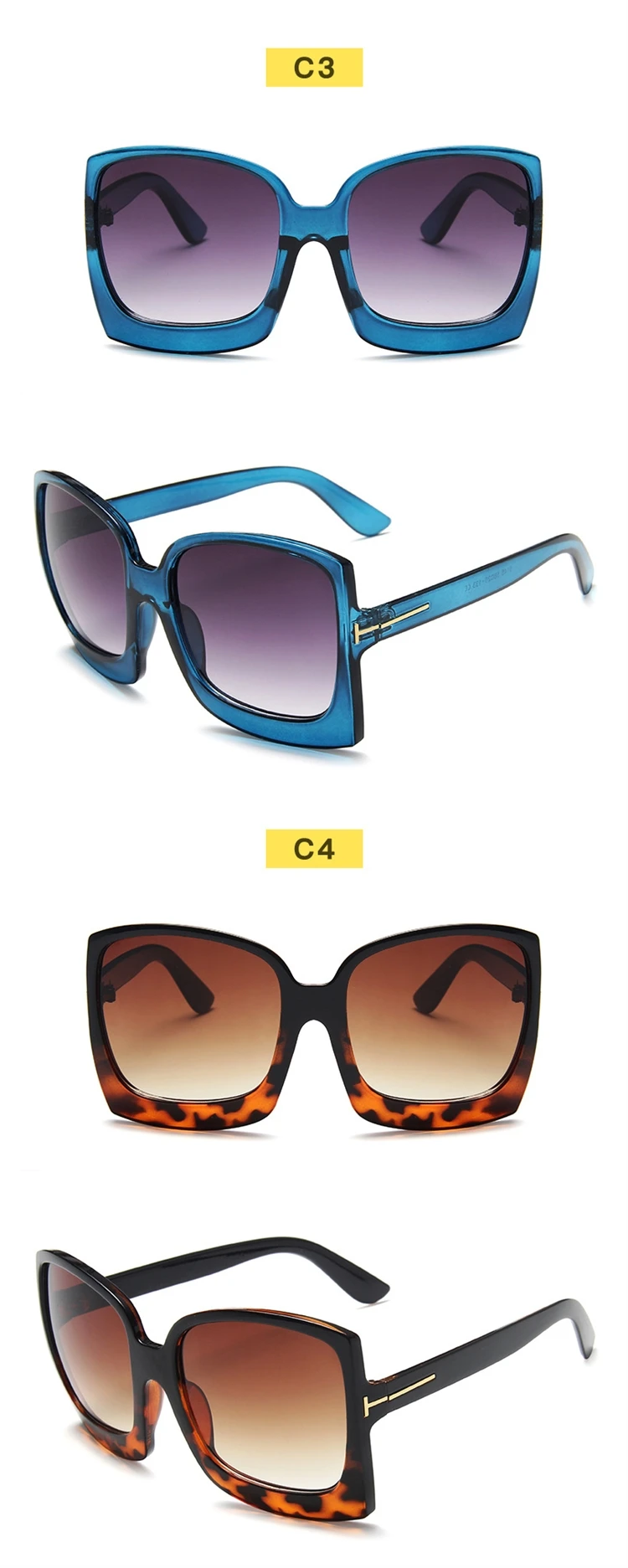 Luxury Over Size Female Shades Sunglasses Womens Pc Big Frame Sun