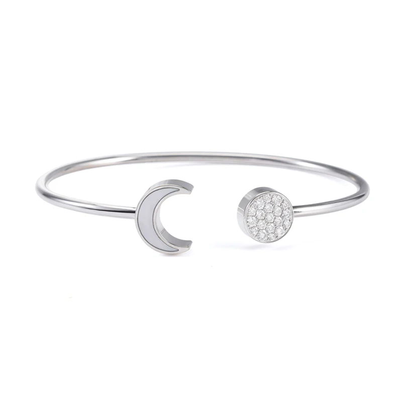 

Factory price gold plated cuff bangle bracelets moon and sun diamond bangle