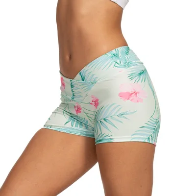 

Casual ladies cross-waist printed sports hip-lifting slim yoga fitness shorts