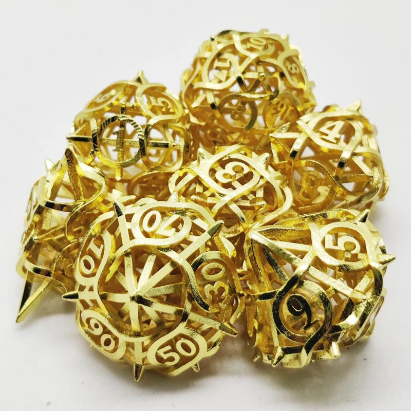 

Golden Thorn floral Dungeons and Dragons DnD TRPG COC Board Game Metal Hollowed-out Dice Set