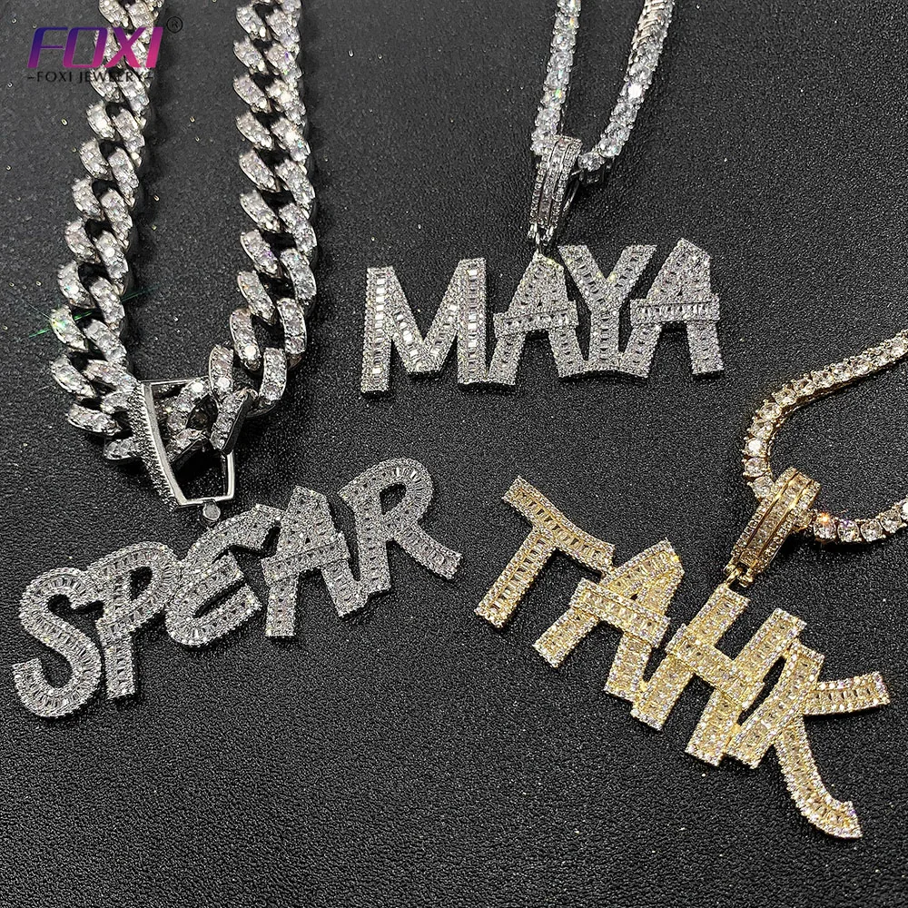 

Silver Plated Customized personalized name women diamond jewelry necklace