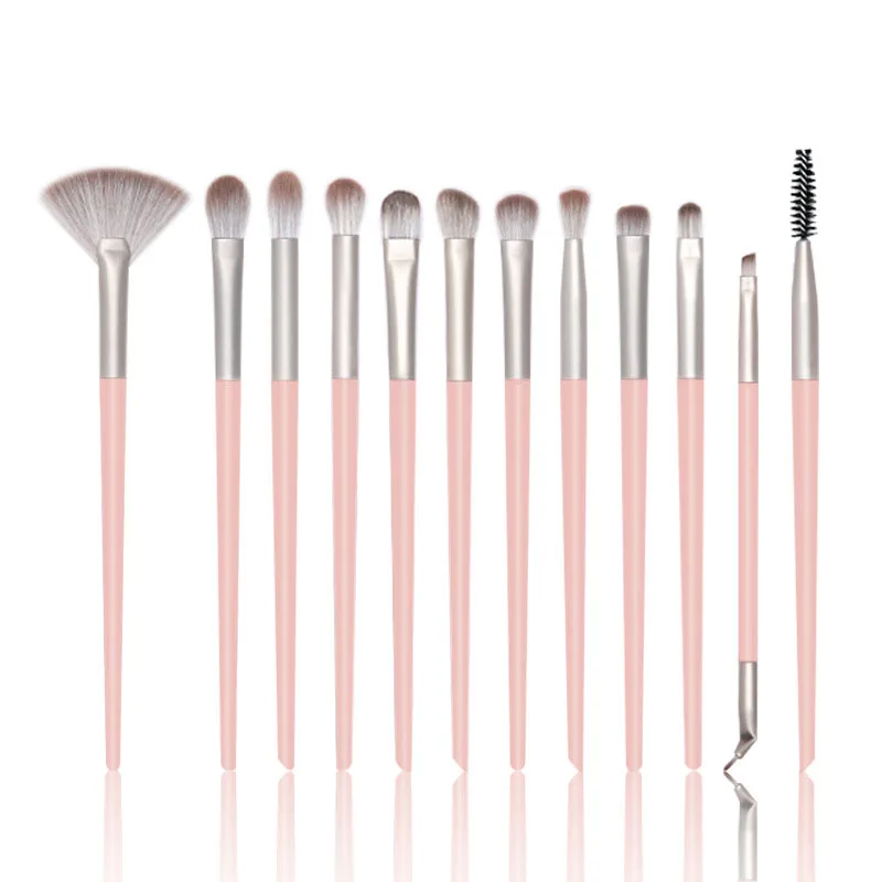 

Pink Eye Cosmetic Makeup Brush Set Plastic Handle 12PCS Blending Eye shadow Make Up Brushes, Black/pink/blue/white