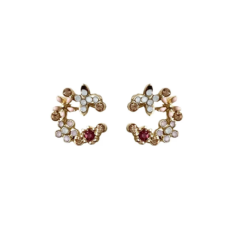 

2021 Latest Design Brand Ear Ring for Woman High Quality Gem Stone Flower Stud Earrings, 5 designs