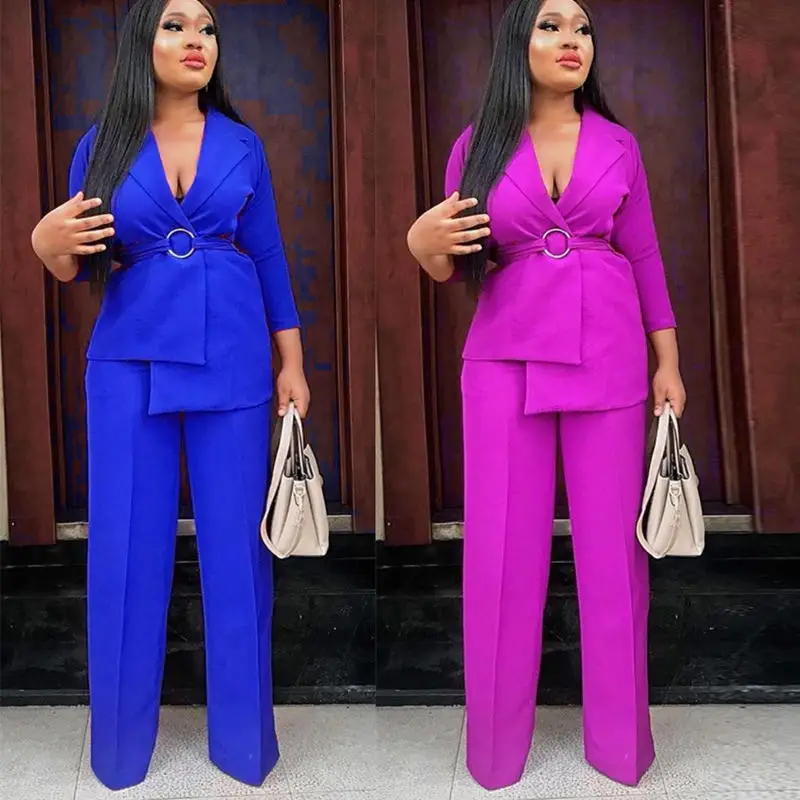 

American&European office ladies wide leg pants professional blazer highwaist business suit, Red blue rose red or customized