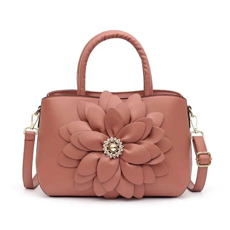 

By 2020, high-end luxury flower-bag PU lady's handbag will be in high quality, Brown black gray pink