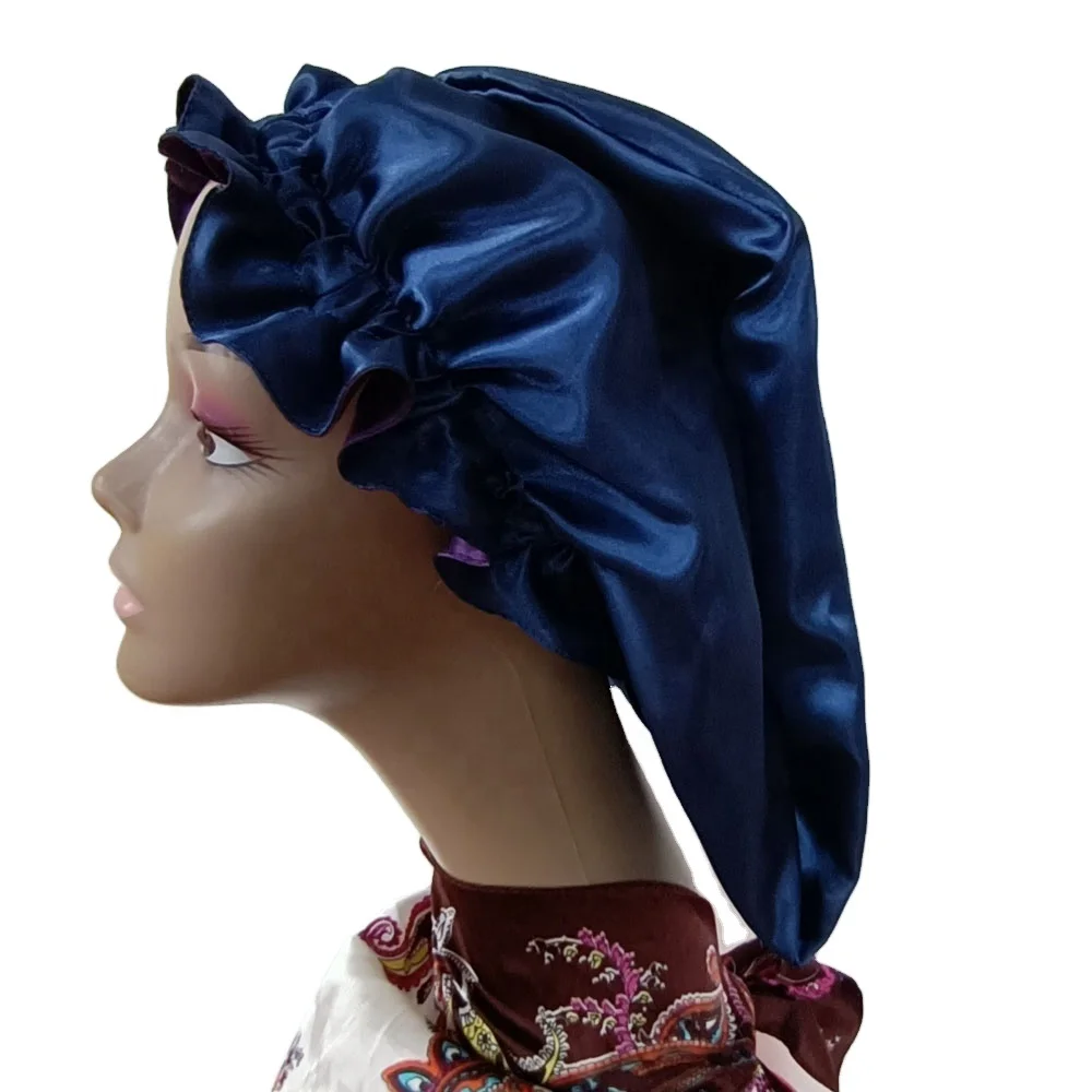 

Double Layers Extra Long Satin Bonnets with Snap Clasped Women Long Braids Hair Night Sleep Caps, Customized