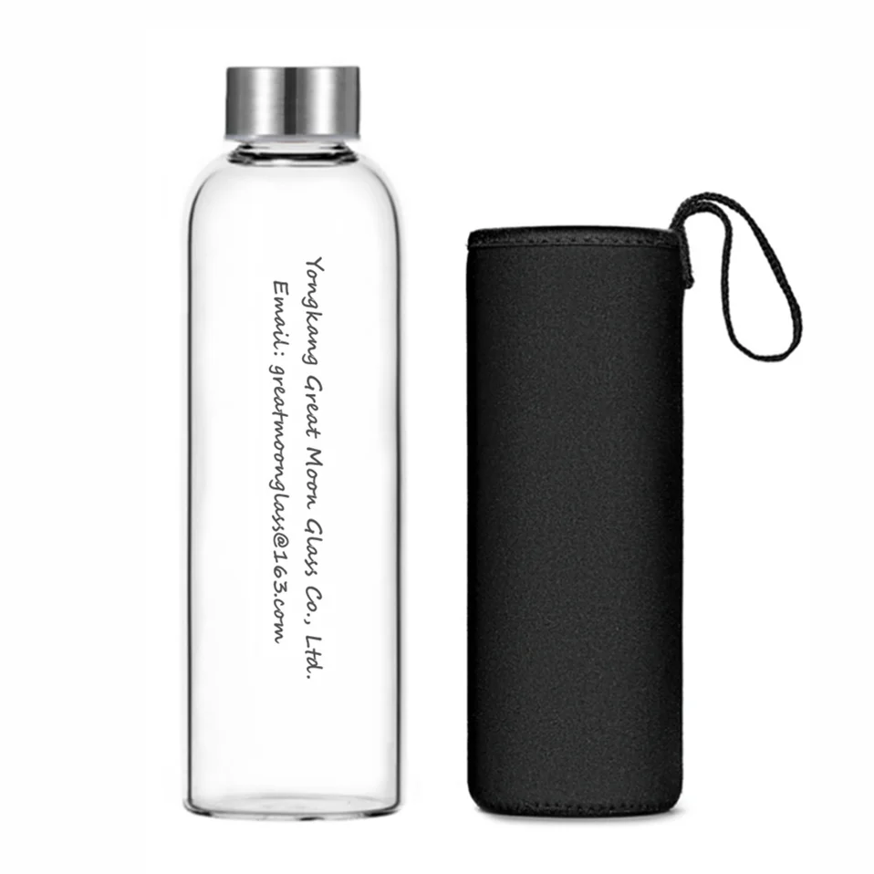 

Glass Water Bottle With Sleeve 350ml 450ml 500ml 550ml Clear Glasses High Quantity Customized logo water bottle BPA free