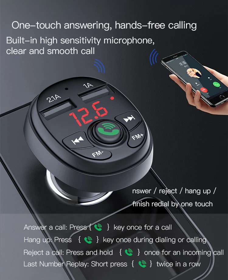Yesido Mp3 Music Audio Player Handsfree 12V 24V Fm Transmitter Usb Disk Car Charger