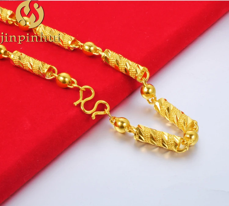 

Jinpinhui jewelry dubai gold overbearing male Jollas para hombres 24k hot sale design gold plated mens necklace