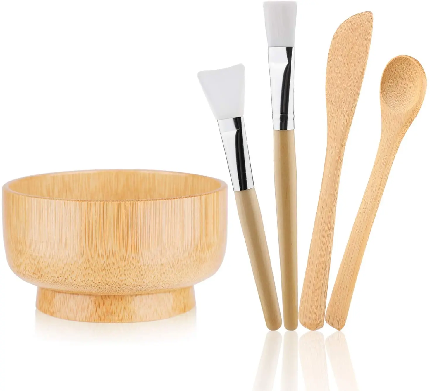 

Wholesale DIY Facial Bowl Set 5 Pack Clay Mixing Kit with Brushes Bamboo Face Mask Mixing Bowl Set Clay Mask Mixing Set