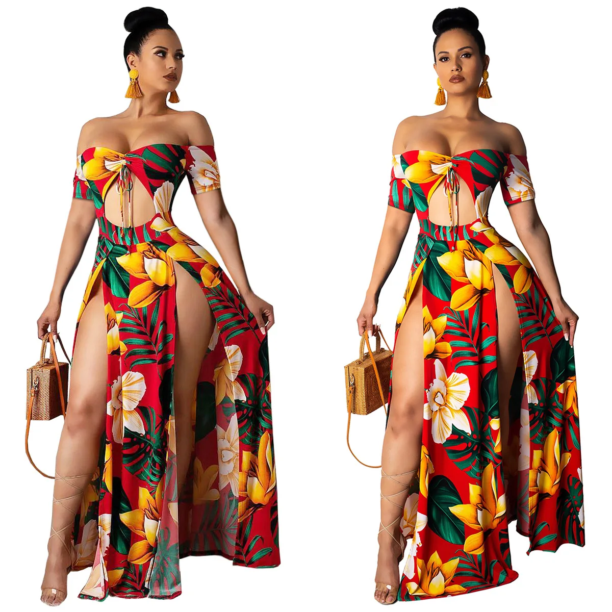 

2021 Fashionable Bodycon Plus Sizes Long Women Elegant Empire Sexy A-Line Spring Crepe Satin 100% Cotton Floral Casual Dresses