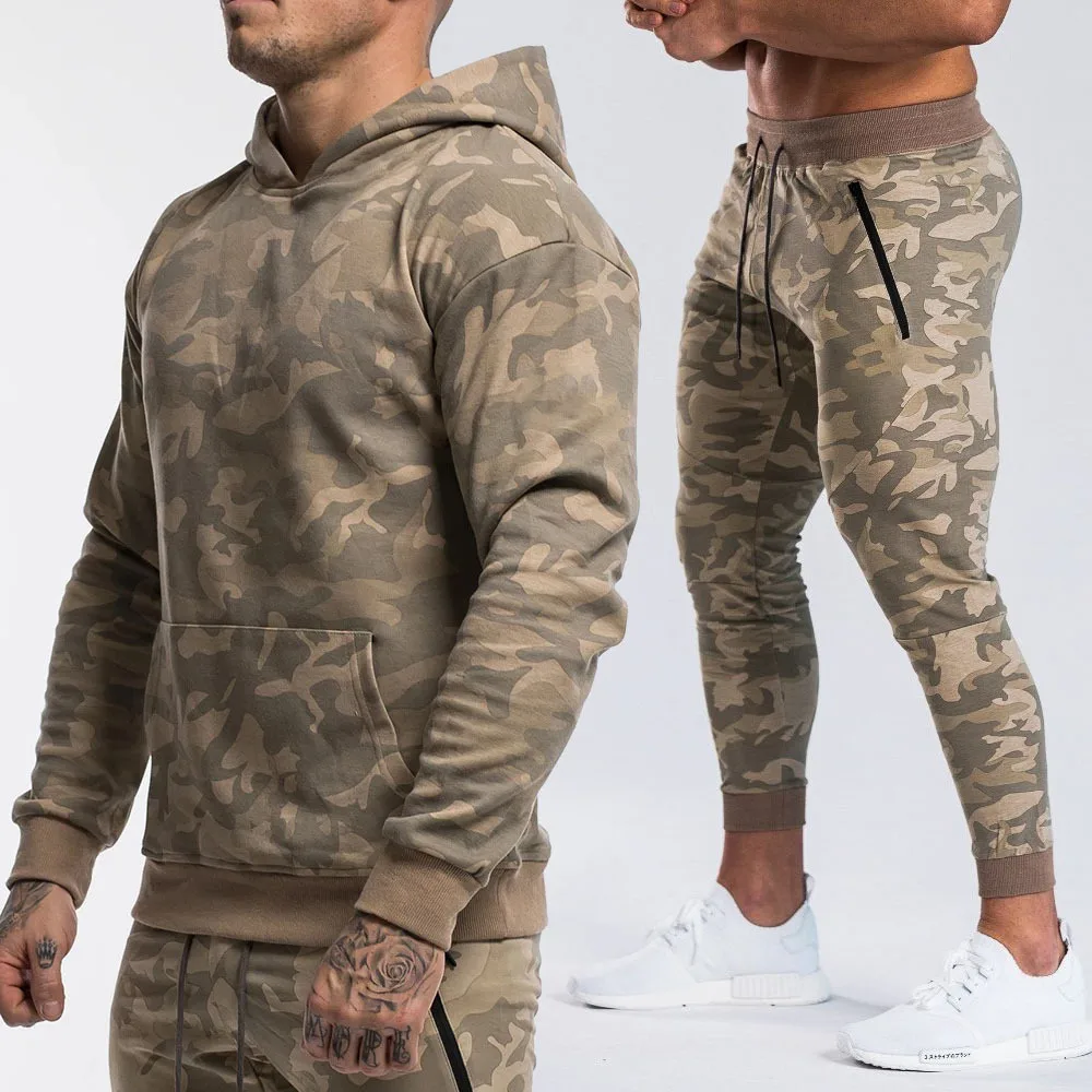 

Custom Winter Running Set Men Sport Suits Hoodies Pants Sets Sweatshirt +Sweatpants Sportswear Gyms Fitness Tracksuit Male