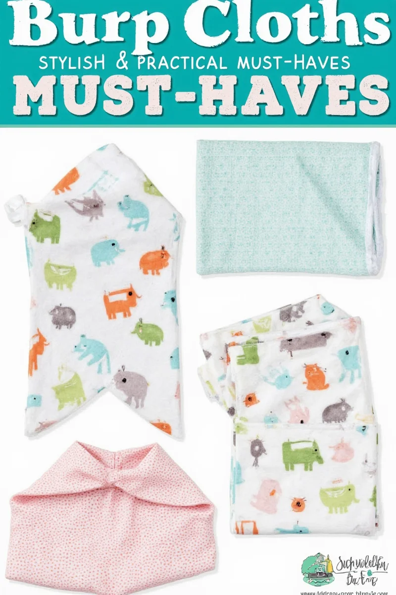 Vintage floral pattern burp cloths folded in a laundry basket
