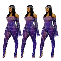 

B23913A European and American hot style Printed tight sexy jumpsuit
