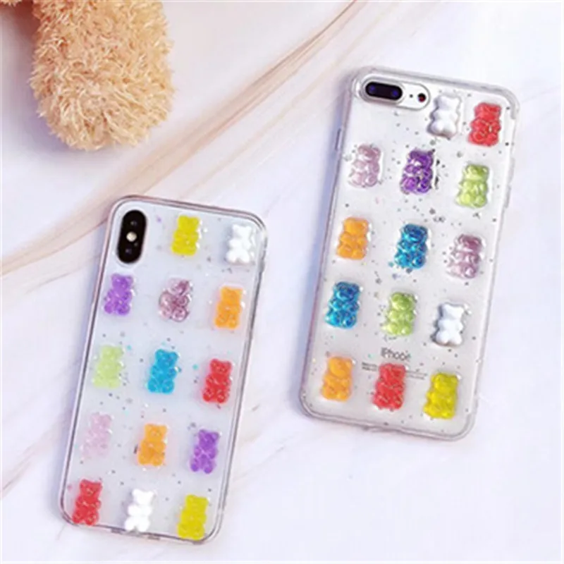 

Luxury Shockproof Cute 3D Gummy Bear Cartoon Mobile Phone Bags & Cases for iPhone 7 8 X 11, For iPhone 12 Pro Case, Various
