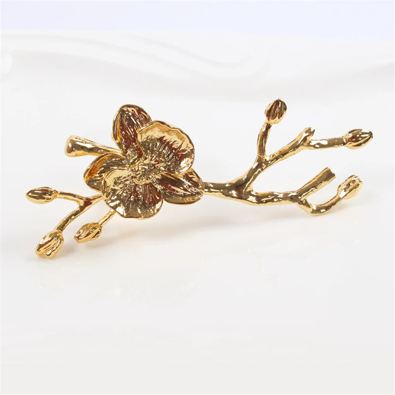 

The new wedding personalized adjustable printed gold and silver floral flower napking holder napkin ring