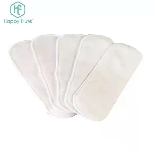 

Happyflute Wholesale Reusable Bamboo fiber Insert newborn size Baby washable Cloth Diaper Nappy pad Liner, White