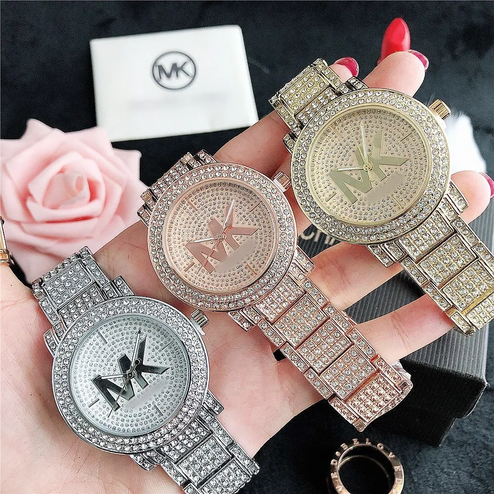 

Fashion Diamond Watches for Woman Ladies Wristwatches Luxury Brand MK Women Watches Bracelet ice out watch wholesale
