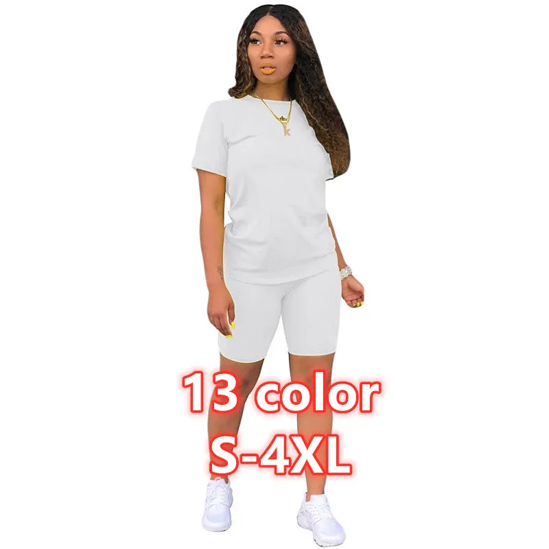 

Solid color sport suit women summer casual two piece set clothing