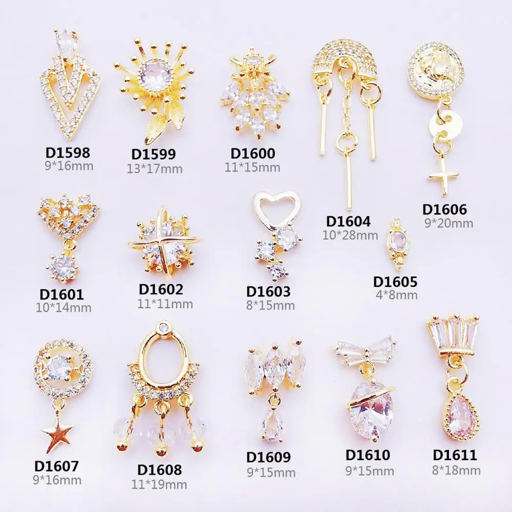 

New Nail Art Alloy Jewelry Zircon Diamond Nail Art Zircon Charms, Gold