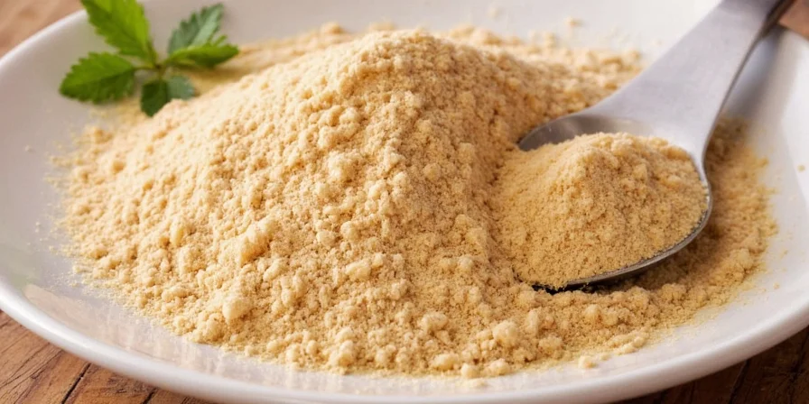 Zoomed-in view of onion powder granules under a microscope