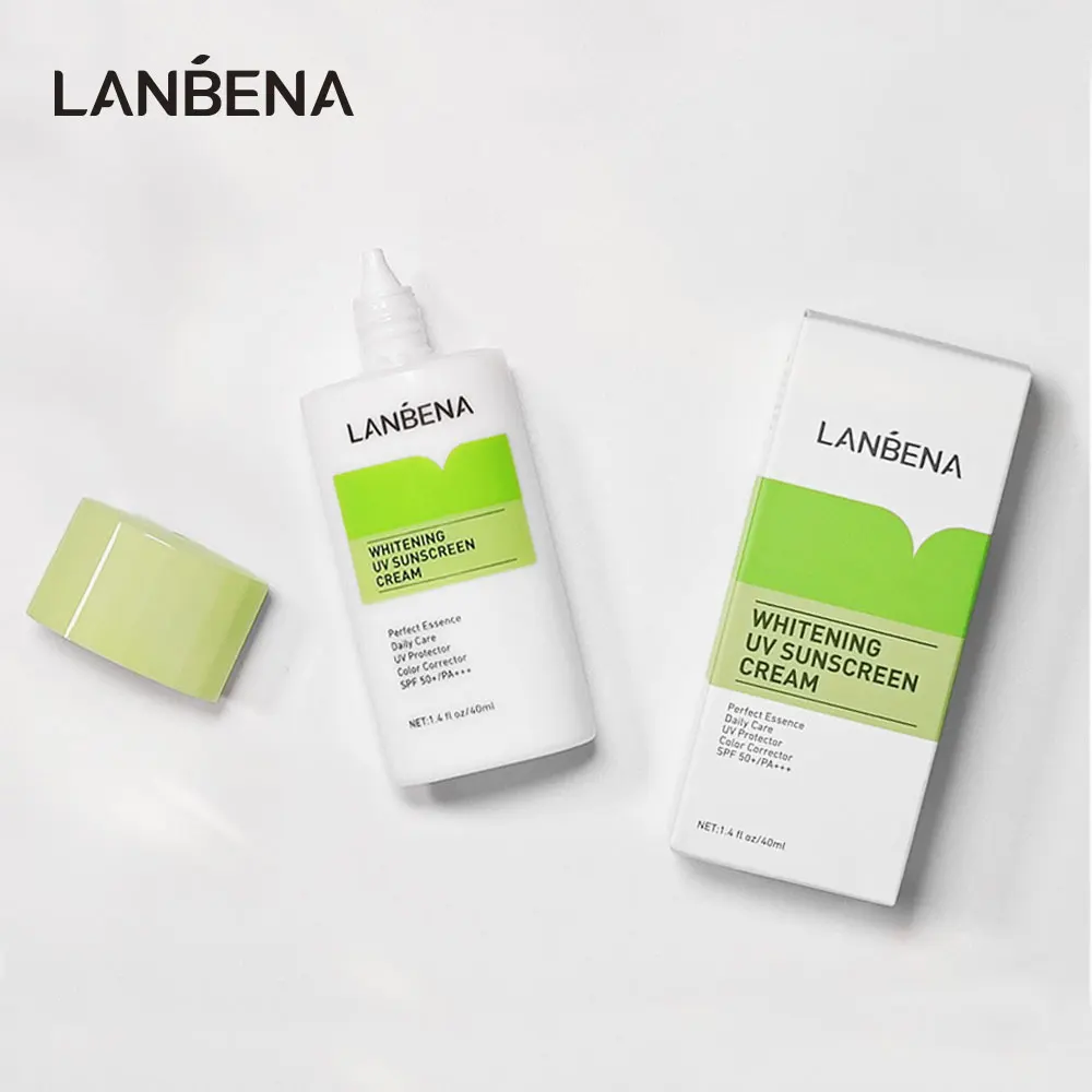 

LANBENA whitening sunblock spf 50 PA+++ high powder anti aging skin care green sunscreen cream