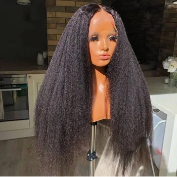 

Premier Invisible HD Transparent Lace Single Knots 100% Cuticles Aligned Virgin Hair Kinky Straight Front Lace Wig