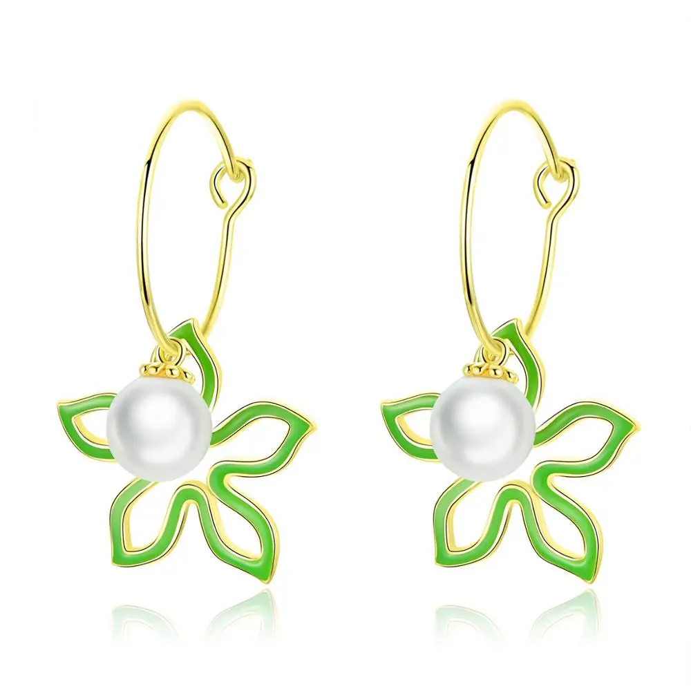 

New Arrival Summer Flower with Pearl Drop Earrings