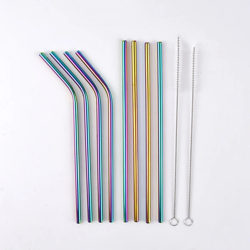 

Stainless steel Straw Coffee Drinking Straw Metal filtering straw 8pcs/set, Silver/blue/violet/blue/red/rose golden/black