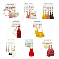 

6 pairs/sets Bohemian Tassel Earings for Women Boho Long Earrings Female Drop Dangle Stud Tassel Earrings Set