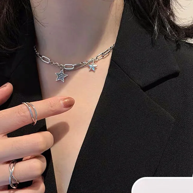 

Shangjie OEM Hip hop necklace star clavicle chain mothers day necklace bar hawaiian necklaces, Sliver