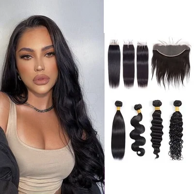 

Brazilian Human Hair Virgin 100%Human Hair Bundles Hair Weave Braid Wholesale Natural Highlight Lace Wigs Women, 2 colors/customized