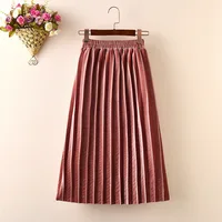 

2019 New Fashion Toddler Girl Velvet Pleated Skirt Kid Girl Solid Winter A-line Below Knee Length Skirt Children Garment