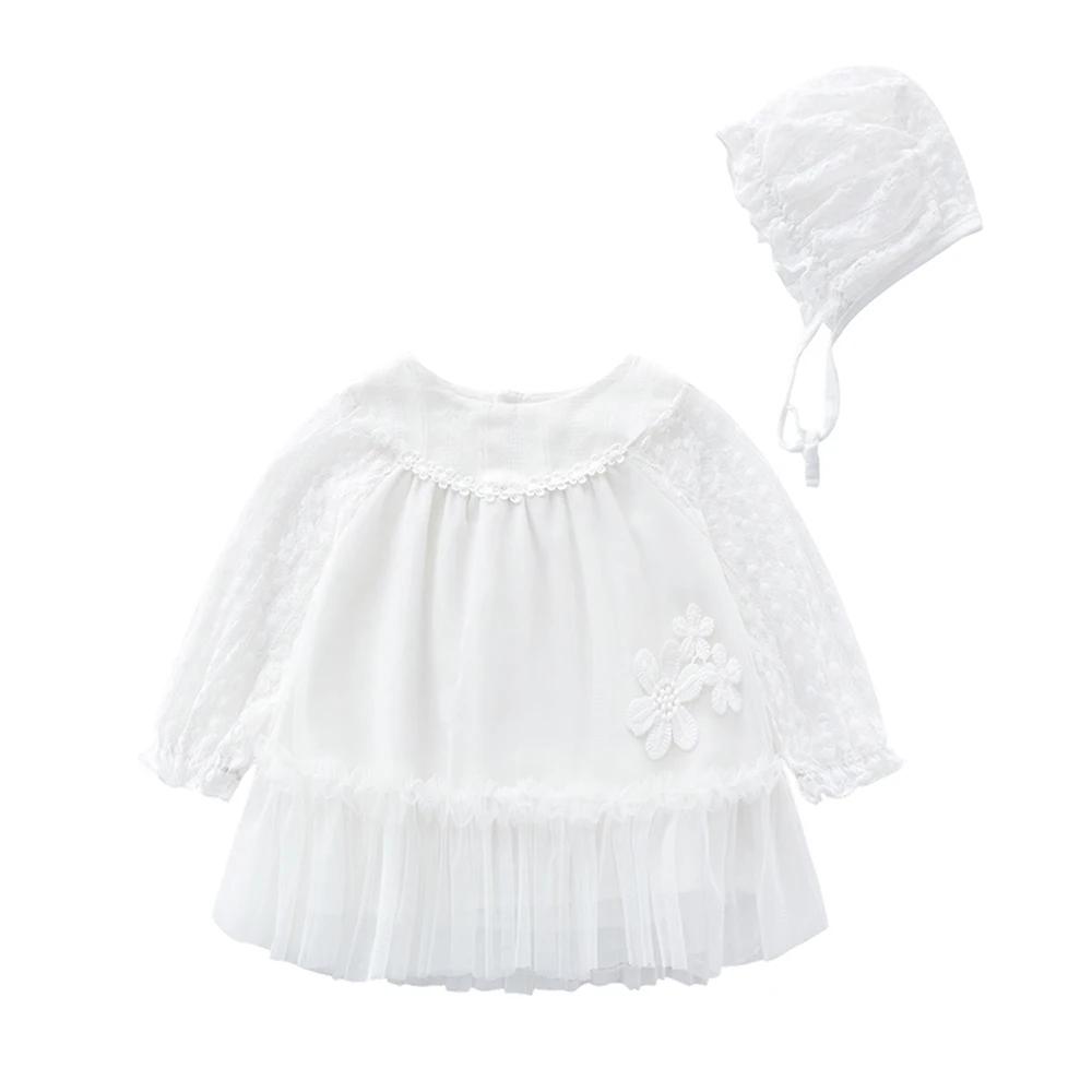 

Lace infant clothing plain white baby rompers, Cotton girls' bodysuit newborn baby clothes with hat set