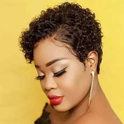 

Short Curly Pixie Cut Wig Human Hair 150% Pre Plucked Bleached Knots Bob Wigs Lace Front Human Hair Wigs Lace Frontal Closure
