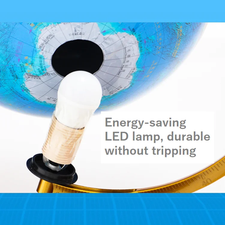 
High Grade 2 In1 Illuminated Mountain Districts World Globe map For Teaching And Decoration 