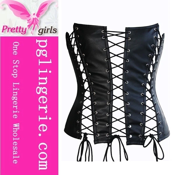 

Black Sexy Leather Corset Lace up Fastening Hollow Out Sexy Bustier Corset Woman Waist Cincher Slim Corsets M1302, As shown