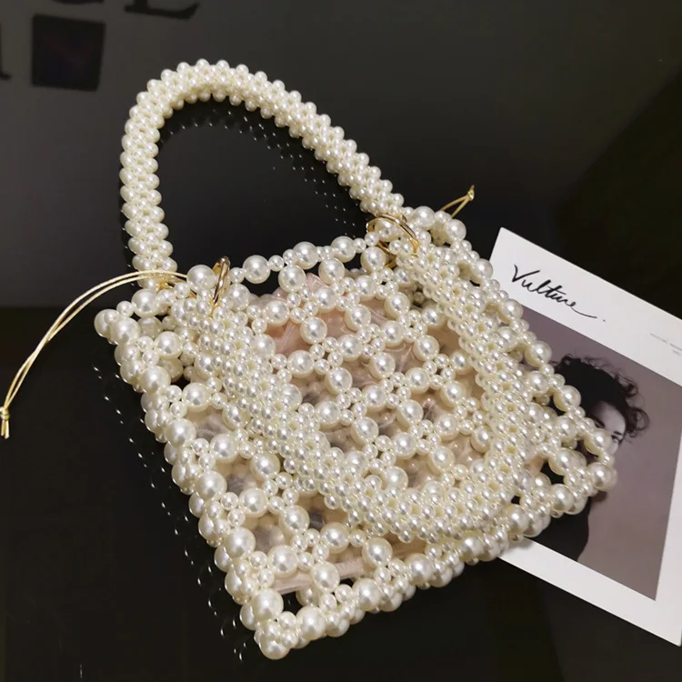 

Sac French Pearl Beaded Bags Handmade Evening Elegant Lady Dress Handbags, 1color